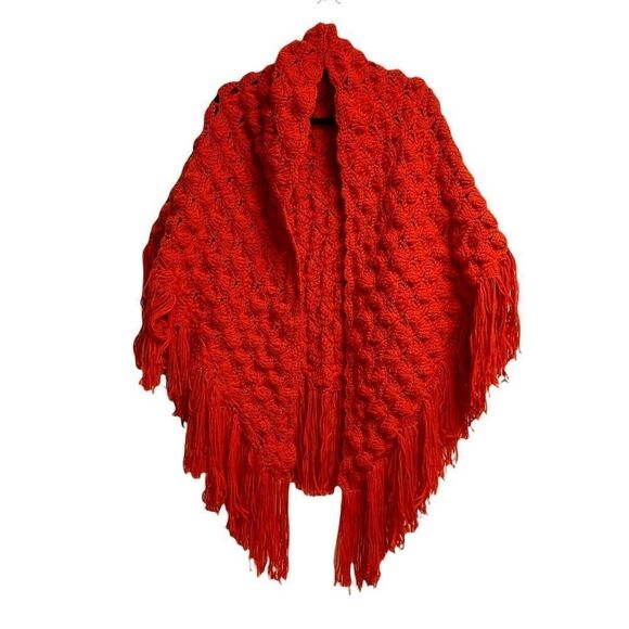 HANDMADE Boho Hand Knit Shawl Wrap Cardigan - Picture 1 of 6